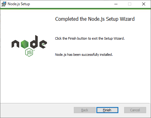 Node.js セットアップ インストール完了