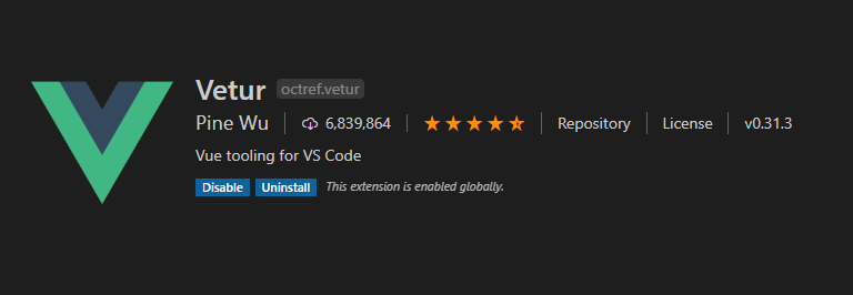 Visual Studio CodeのVue.js用拡張機能 Vetur