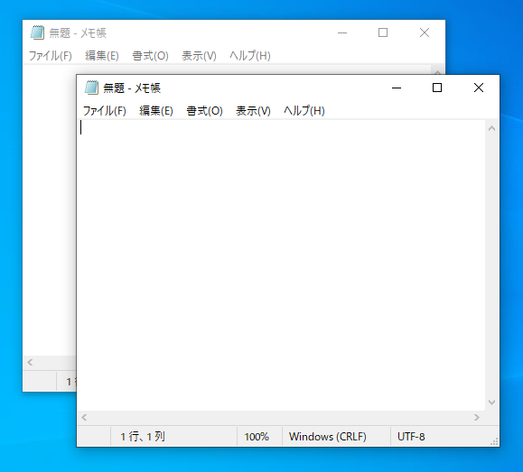 Windows10メモ帳（notepad）新しいウィンドウ